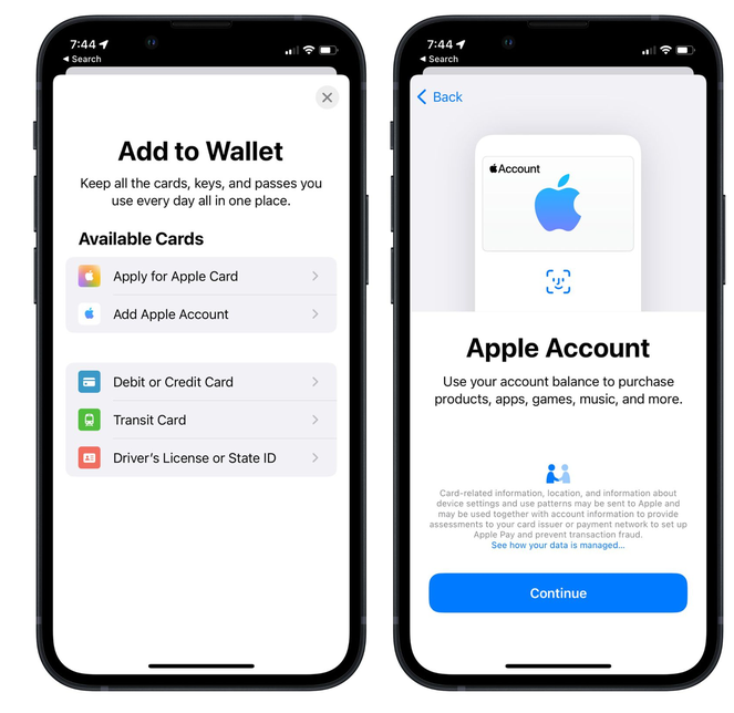 平鲁苹果手机维修分享iOS 15.5钱包App如何添加 Apple 账户 
